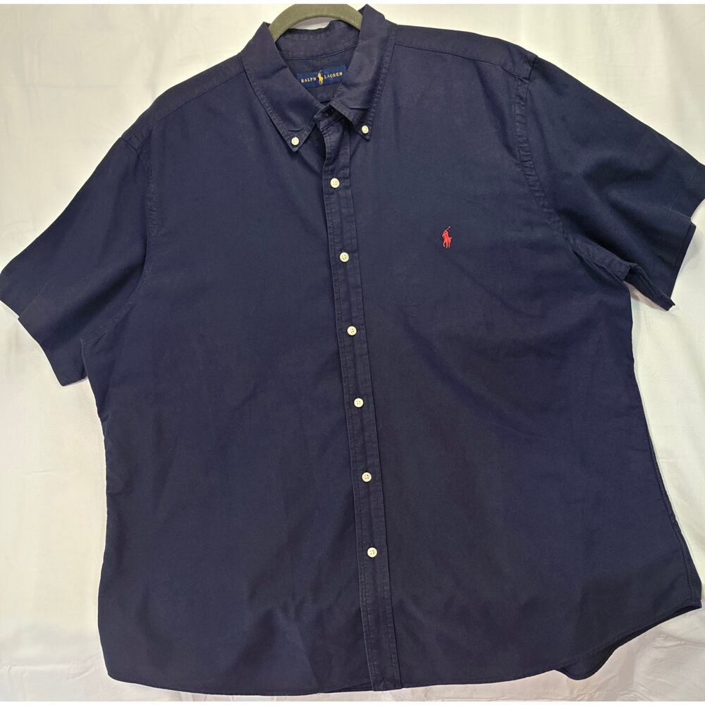 Polo Ralph Lauren Shirt Mens XXL Navy SS Button Up Pony Logo Classic Casual